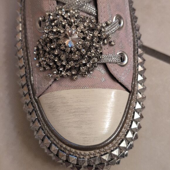 NEW Nan-Ku Free People High Top Sneaker Rhinestone Studded Mauve Size 9-9.5 - Picture 9 of 14